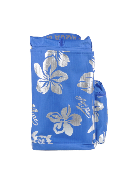 BORSA MARE RIB STOP QUADRATA IBISCUS METAL 100%PL AQUA DI MARE