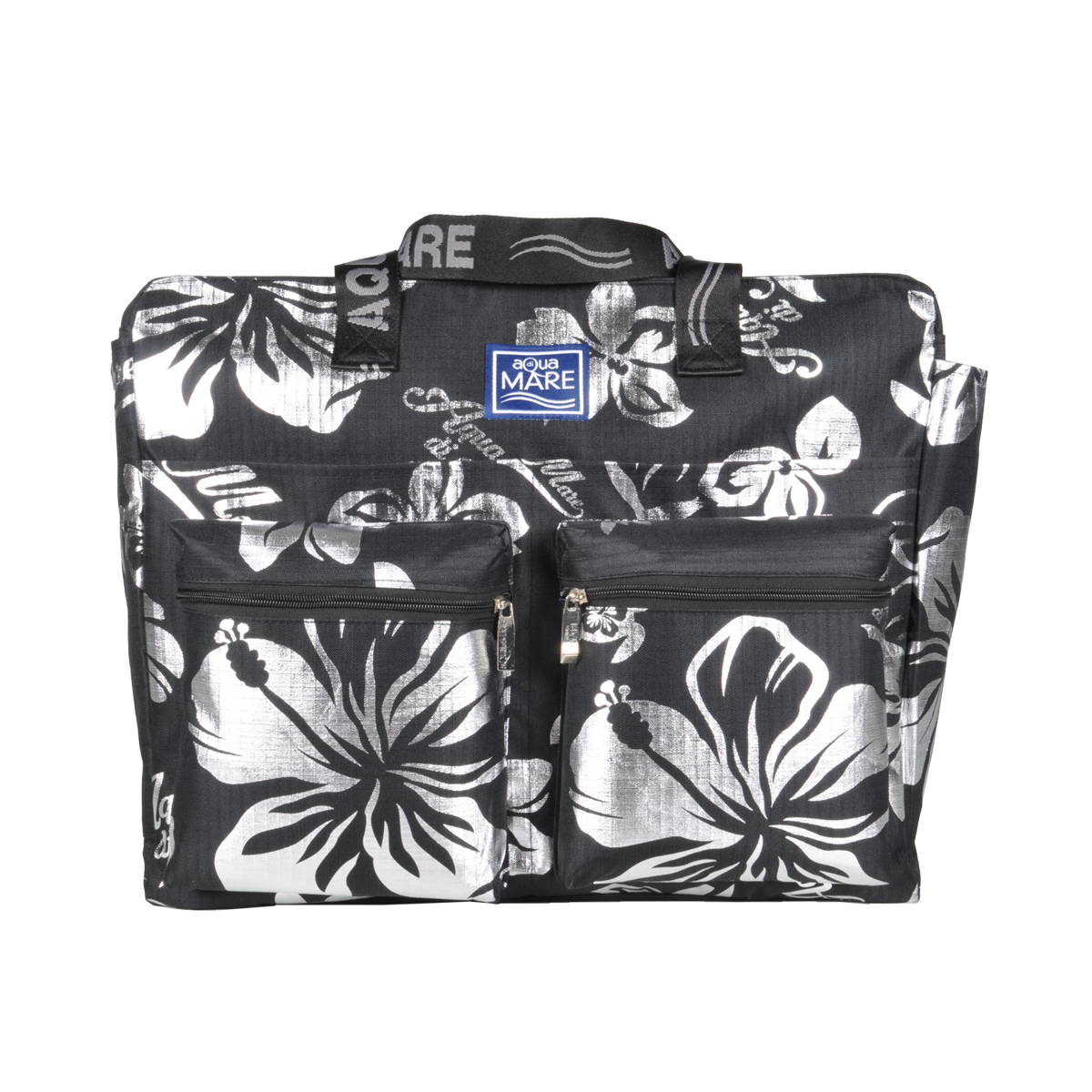 BORSA MARE RIB STOP QUADRATA IBISCUS METAL 100%PL AQUA DI MARE
