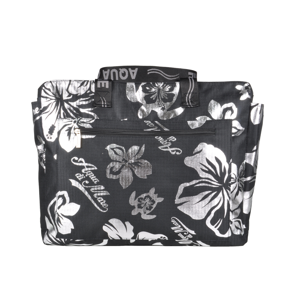 BORSA MARE RIB STOP QUADRATA IBISCUS METAL 100%PL AQUA DI MARE