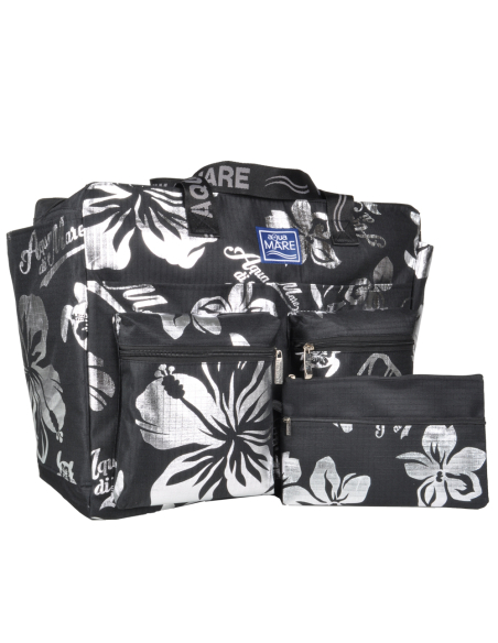 BORSA MARE RIB STOP QUADRATA IBISCUS METAL 100%PL AQUA DI MARE
