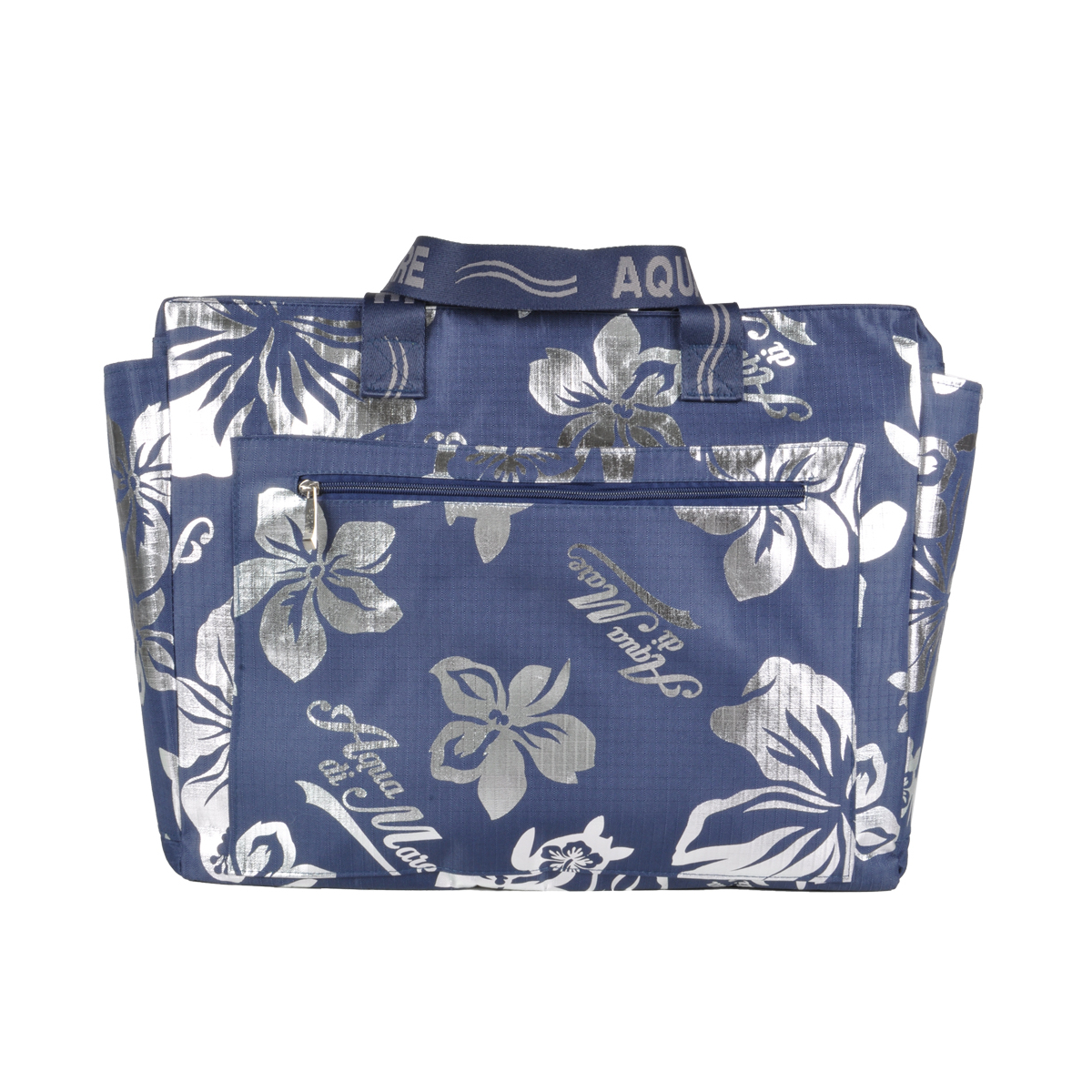 BORSA MARE RIB STOP QUADRATA IBISCUS METAL 100%PL AQUA DI MARE