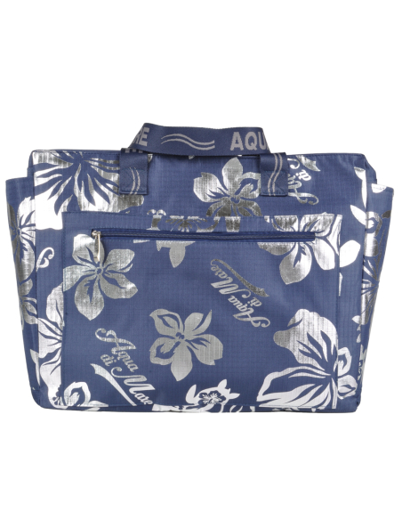 BORSA MARE RIB STOP QUADRATA IBISCUS METAL 100%PL AQUA DI MARE