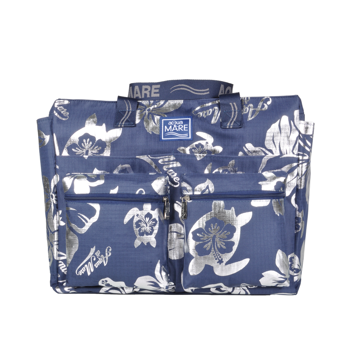 BORSA MARE RIB STOP QUADRATA IBISCUS METAL 100%PL AQUA DI MARE