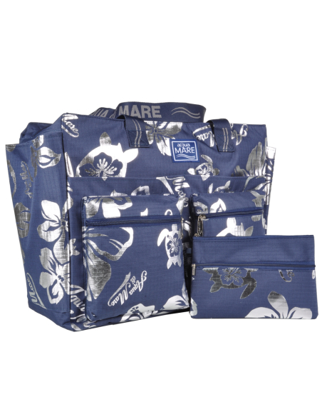 BORSA MARE RIB STOP QUADRATA IBISCUS METAL 100%PL AQUA DI MARE