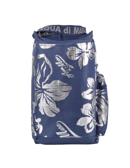 BORSA MARE RIB STOP QUADRATA IBISCUS METAL 100%PL AQUA DI MARE