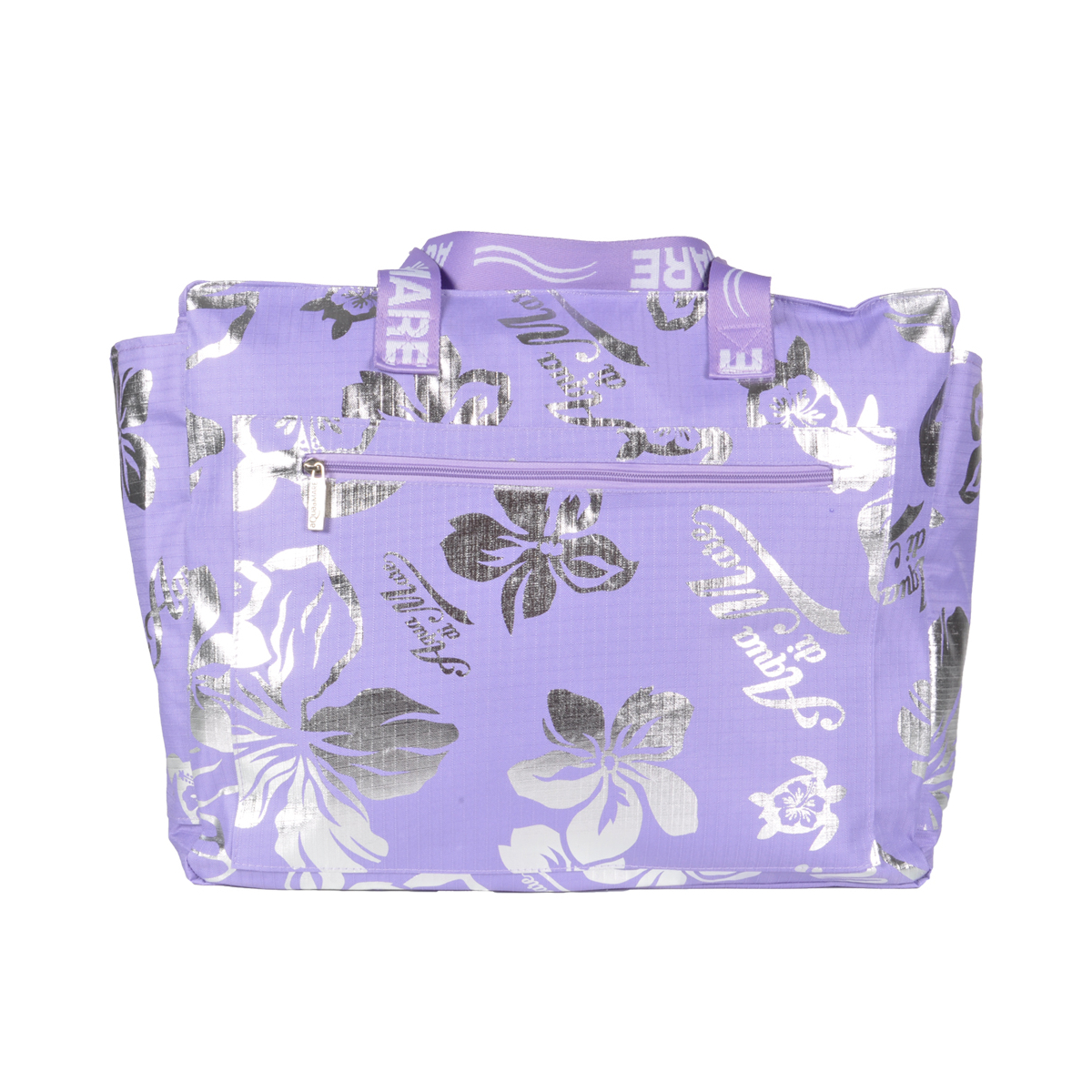BORSA MARE RIB STOP QUADRATA IBISCUS METAL 100%PL AQUA DI MARE