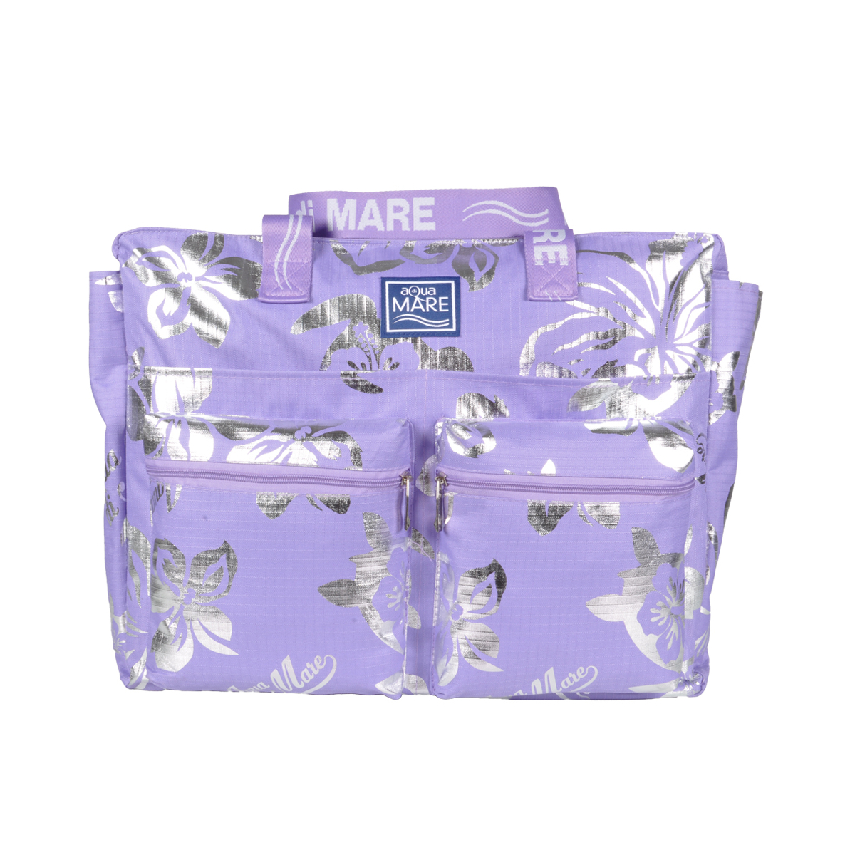 BORSA MARE RIB STOP QUADRATA IBISCUS METAL 100%PL AQUA DI MARE