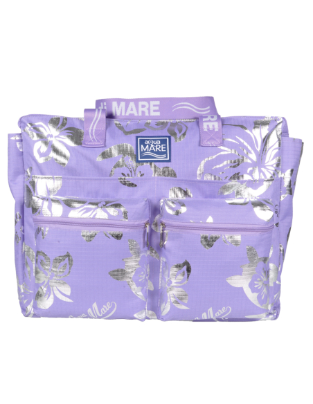 BORSA MARE RIB STOP QUADRATA IBISCUS METAL 100%PL AQUA DI MARE