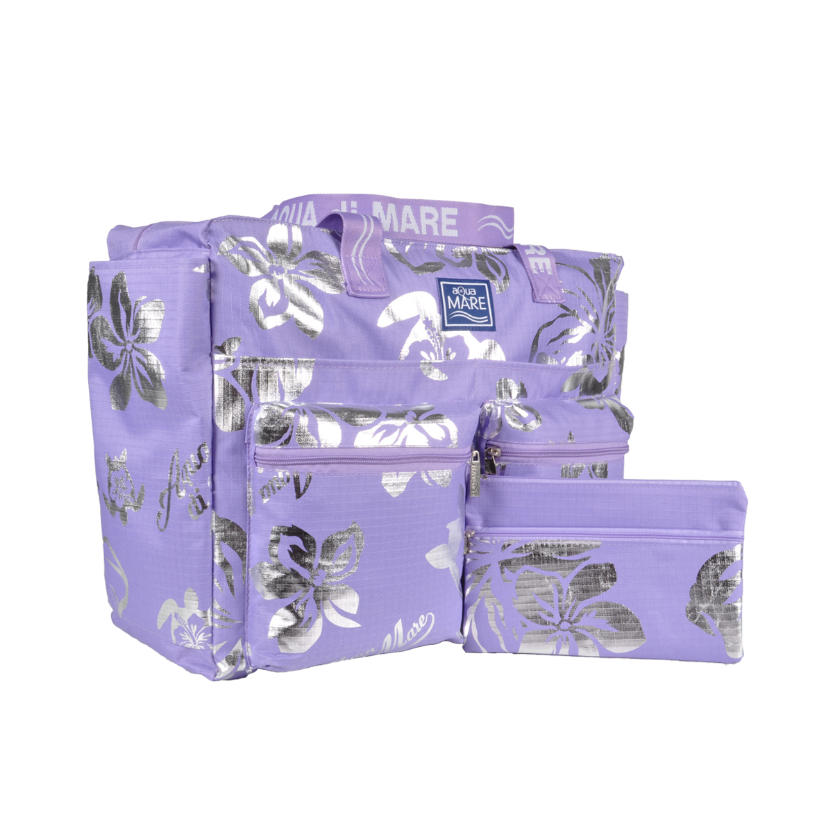 BORSA MARE RIB STOP QUADRATA IBISCUS METAL 100%PL AQUA DI MARE