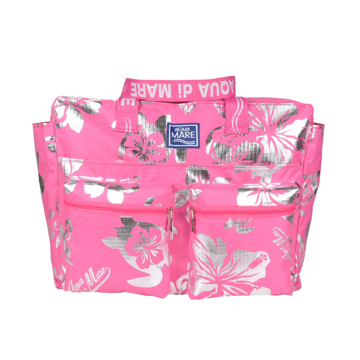 BORSA MARE RIB STOP QUADRATA IBISCUS METAL 100%PL AQUA DI MARE