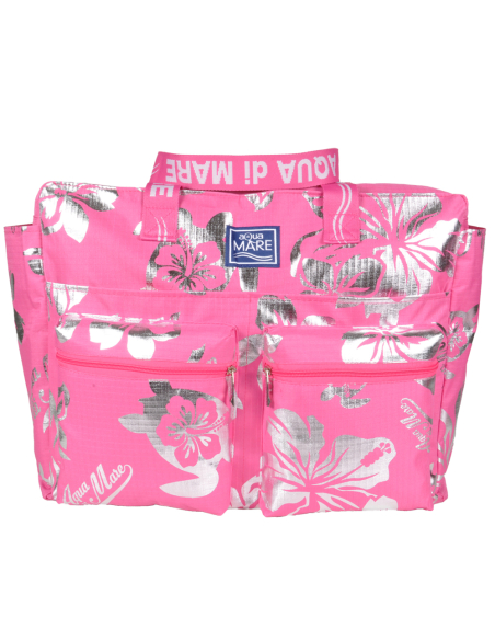 BORSA MARE RIB STOP QUADRATA IBISCUS METAL 100%PL AQUA DI MARE
