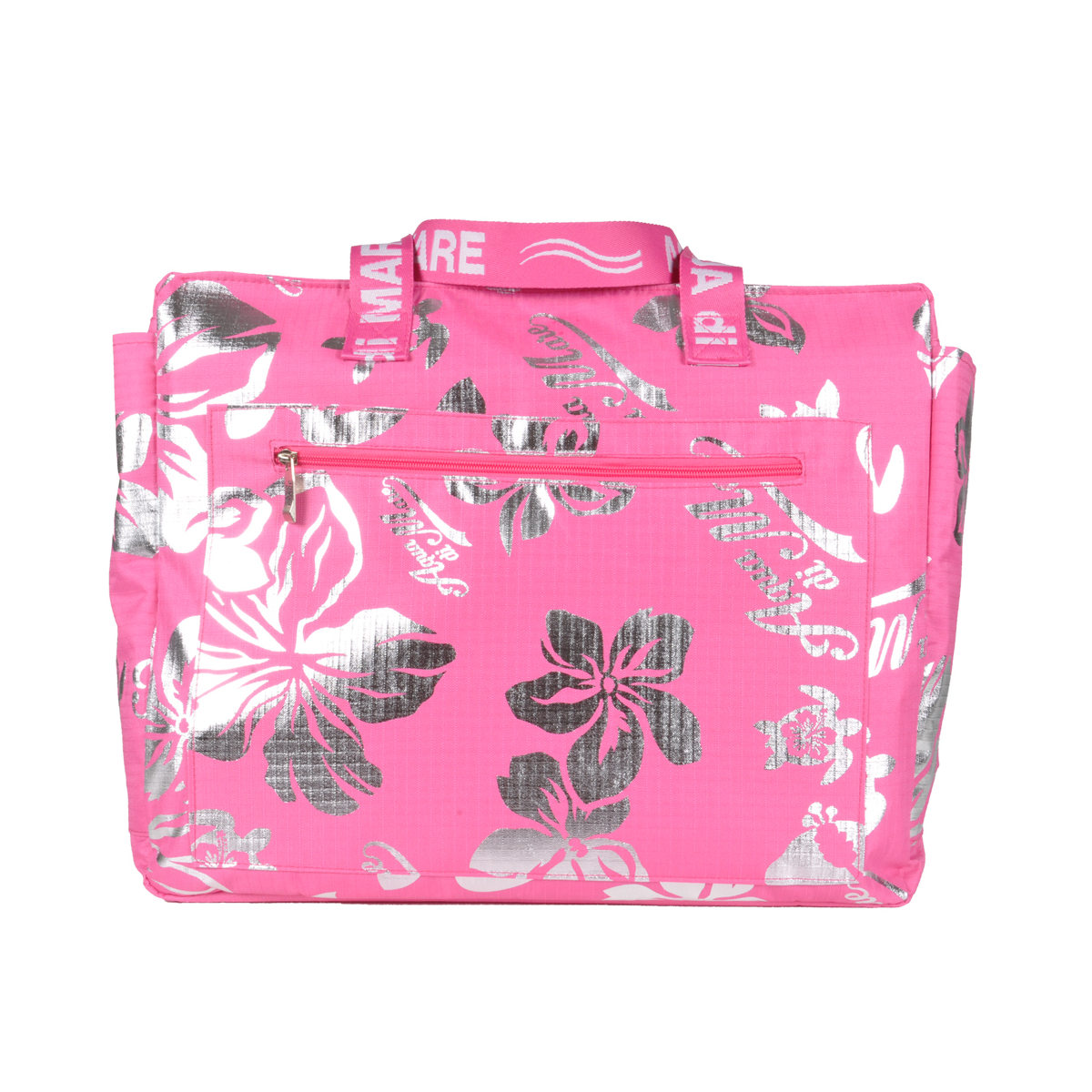 BORSA MARE RIB STOP QUADRATA IBISCUS METAL 100%PL AQUA DI MARE