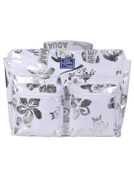 BORSA MARE RIB STOP QUADRATA IBISCUS METAL 100%PL AQUA DI MARE