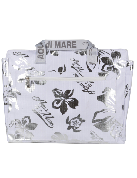 BORSA MARE RIB STOP QUADRATA IBISCUS METAL 100%PL AQUA DI MARE