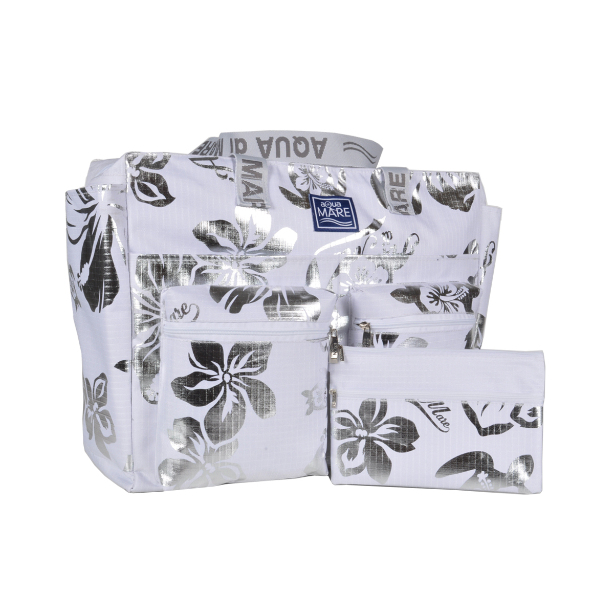 BORSA MARE RIB STOP QUADRATA IBISCUS METAL 100%PL AQUA DI MARE