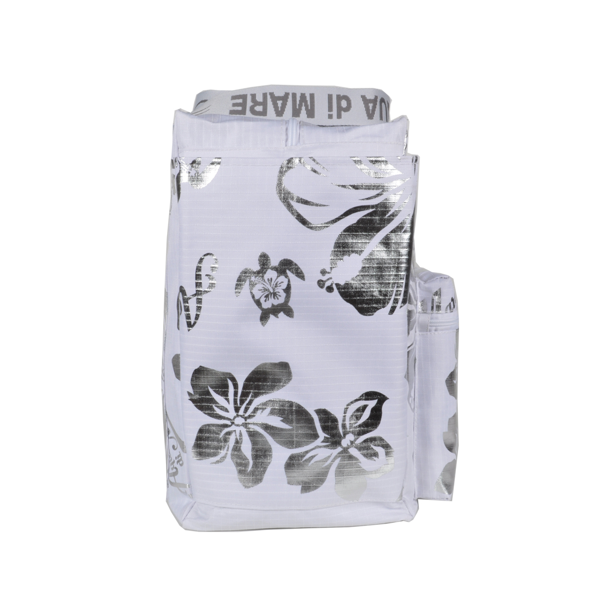 BORSA MARE RIB STOP QUADRATA IBISCUS METAL 100%PL AQUA DI MARE