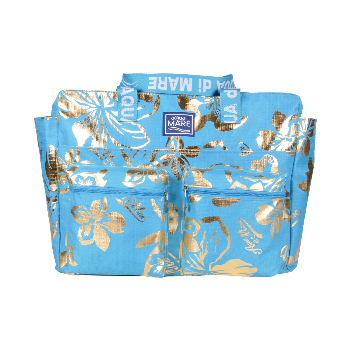 BORSA MARE RIB STOP QUADRATA IBISCUS METAL 100%PL AQUA DI MARE