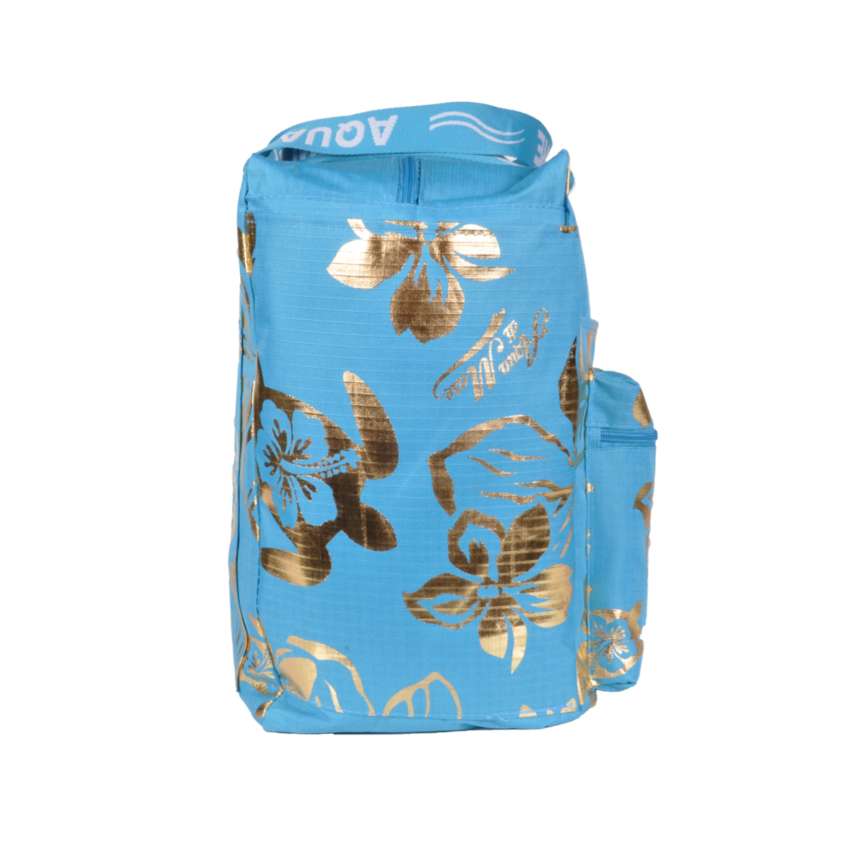 BORSA MARE RIB STOP QUADRATA IBISCUS METAL 100%PL AQUA DI MARE