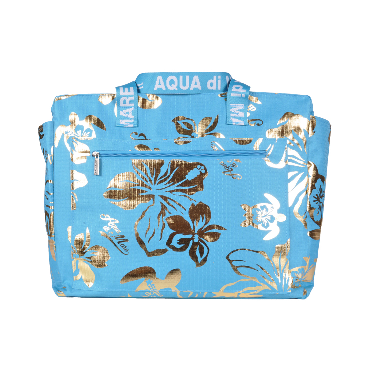 BORSA MARE RIB STOP QUADRATA IBISCUS METAL 100%PL AQUA DI MARE