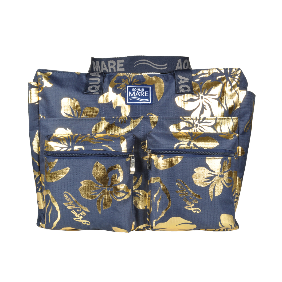 BORSA MARE RIB STOP QUADRATA IBISCUS METAL 100%PL AQUA DI MARE