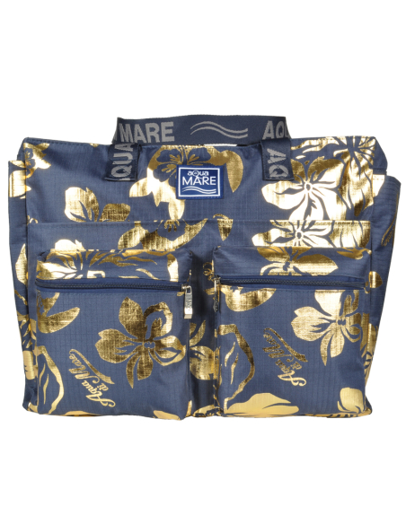 BORSA MARE RIB STOP QUADRATA IBISCUS METAL 100%PL AQUA DI MARE