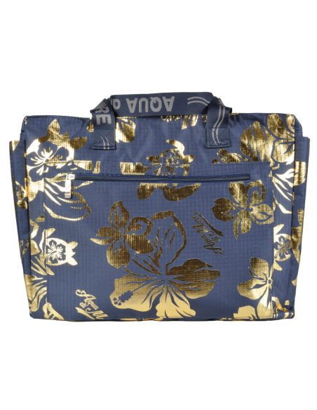 BORSA MARE RIB STOP QUADRATA IBISCUS METAL 100%PL AQUA DI MARE