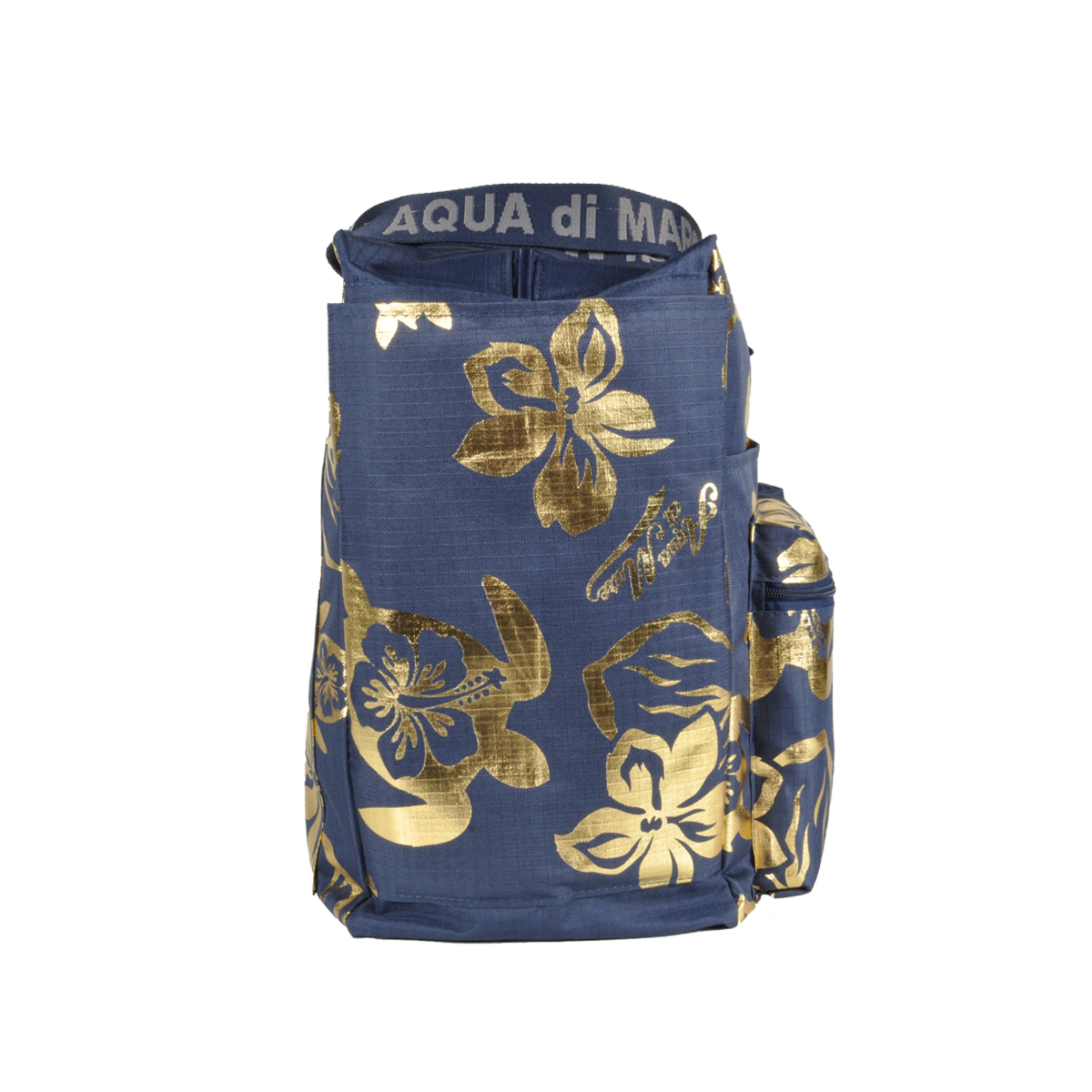 BORSA MARE RIB STOP QUADRATA IBISCUS METAL 100%PL AQUA DI MARE