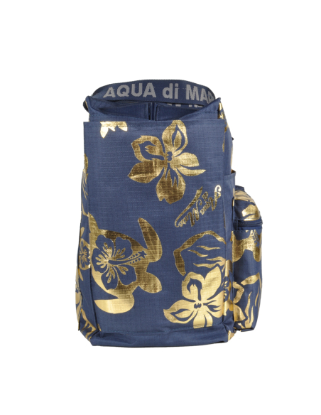 BORSA MARE RIB STOP QUADRATA IBISCUS METAL 100%PL AQUA DI MARE