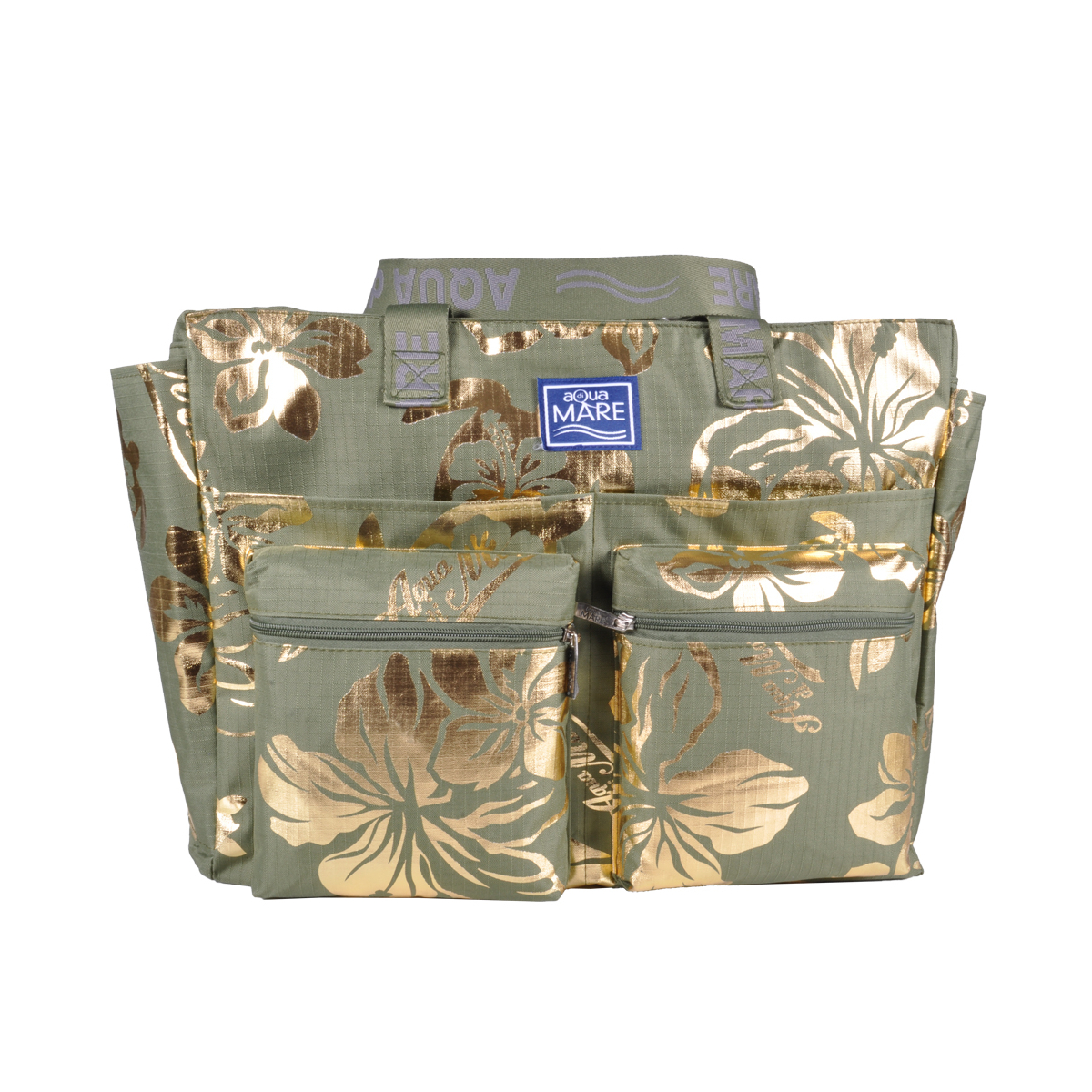 BORSA MARE RIB STOP QUADRATA IBISCUS METAL 100%PL AQUA DI MARE
