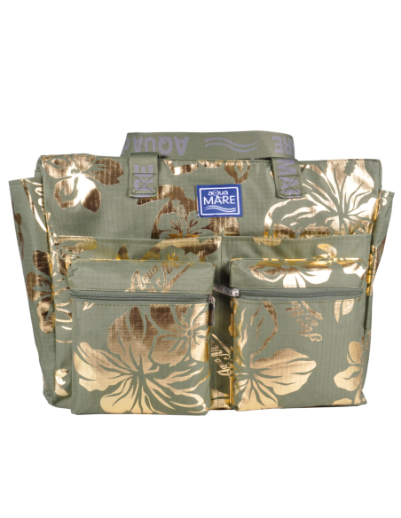 BORSA MARE RIB STOP QUADRATA IBISCUS METAL 100%PL AQUA DI MARE