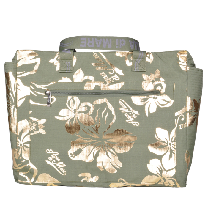 BORSA MARE RIB STOP QUADRATA IBISCUS METAL 100%PL AQUA DI MARE 2