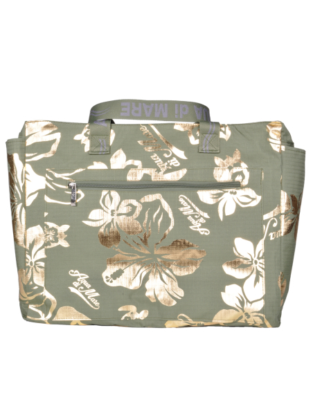 BORSA MARE RIB STOP QUADRATA IBISCUS METAL 100%PL AQUA DI MARE