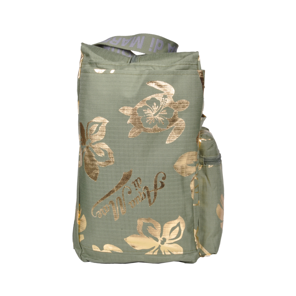 BORSA MARE RIB STOP QUADRATA IBISCUS METAL 100%PL AQUA DI MARE