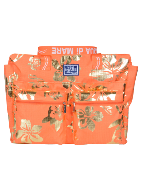 BORSA MARE RIB STOP QUADRATA IBISCUS METAL 100%PL AQUA DI MARE