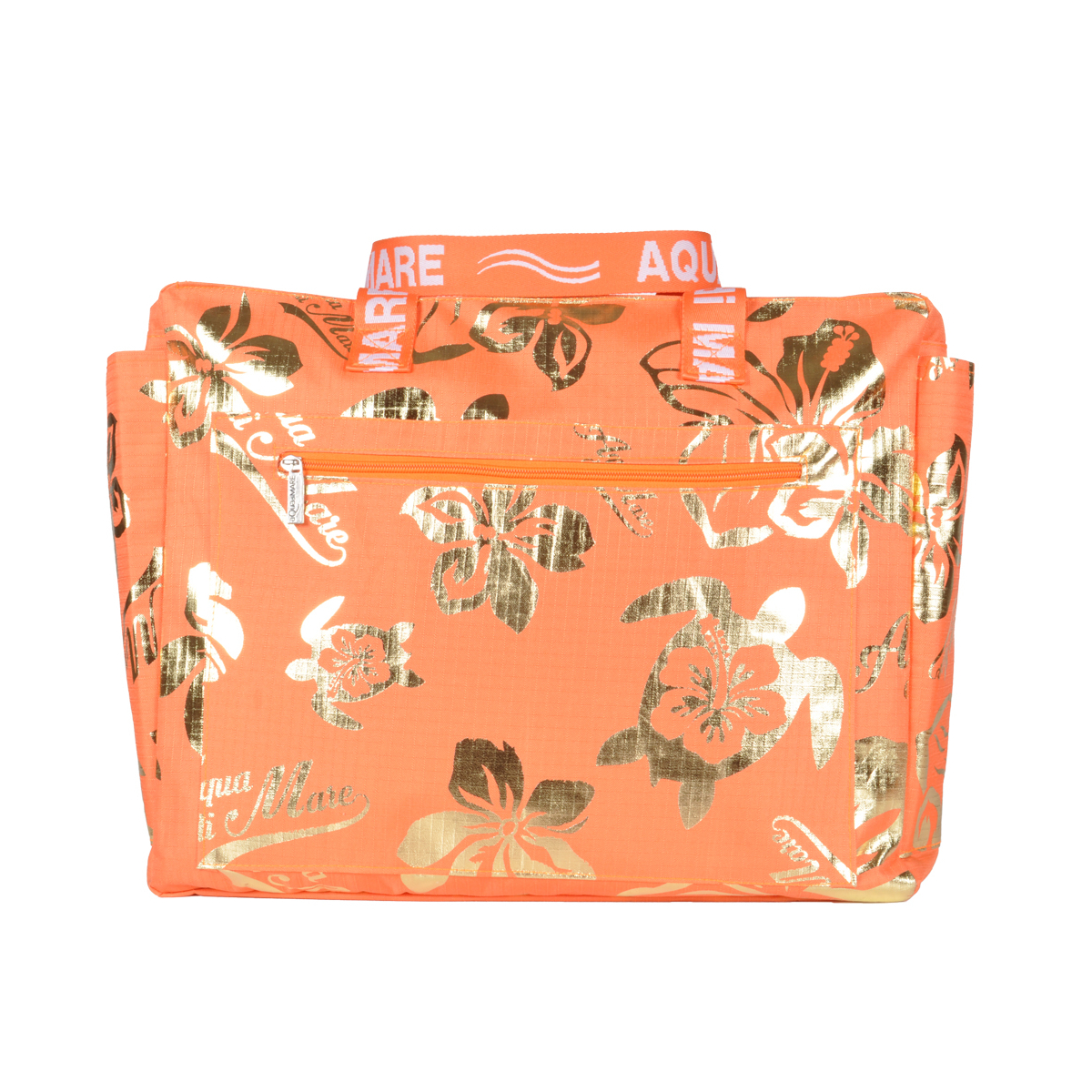 BORSA MARE RIB STOP QUADRATA IBISCUS METAL 100%PL AQUA DI MARE