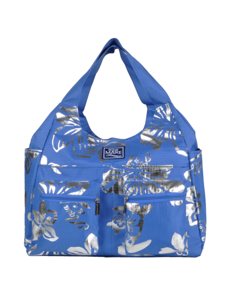 BORSA MARE RIB STOP TONDA IBISCUS METAL 100%PL AQUA DI MARE