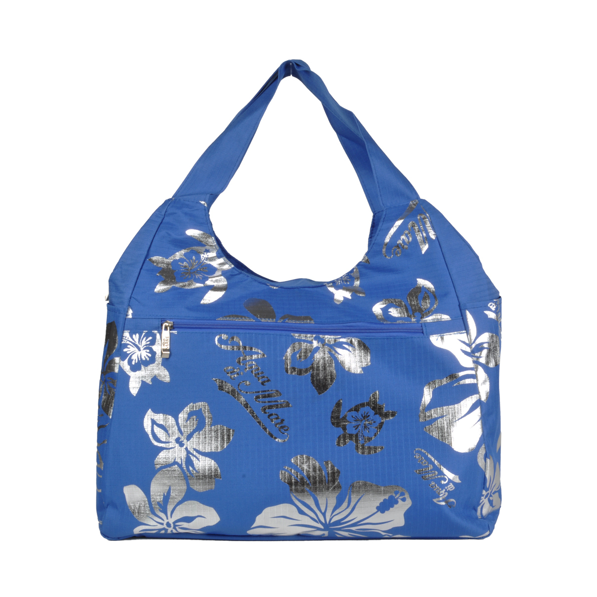 BORSA MARE RIB STOP TONDA IBISCUS METAL 100%PL AQUA DI MARE