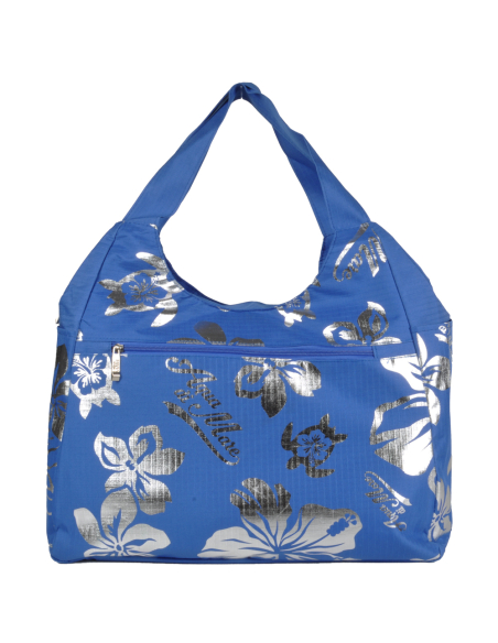 BORSA MARE RIB STOP TONDA IBISCUS METAL 100%PL AQUA DI MARE