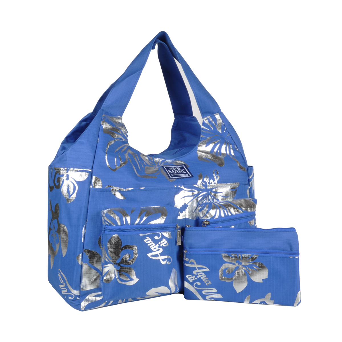 BORSA MARE RIB STOP TONDA IBISCUS METAL 100%PL AQUA DI MARE