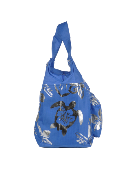BORSA MARE RIB STOP TONDA IBISCUS METAL 100%PL AQUA DI MARE