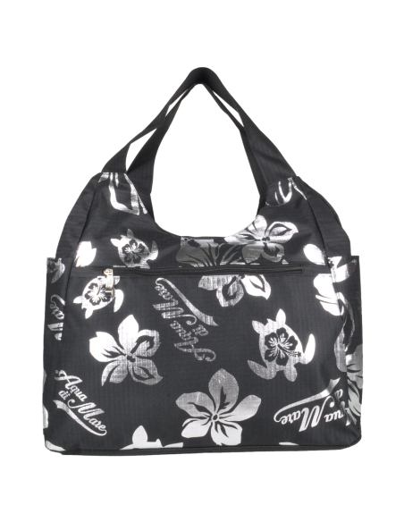 BORSA MARE RIB STOP TONDA IBISCUS METAL 100%PL AQUA DI MARE