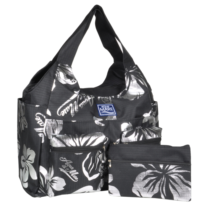 BORSA MARE RIB STOP TONDA IBISCUS METAL 100%PL AQUA DI MARE