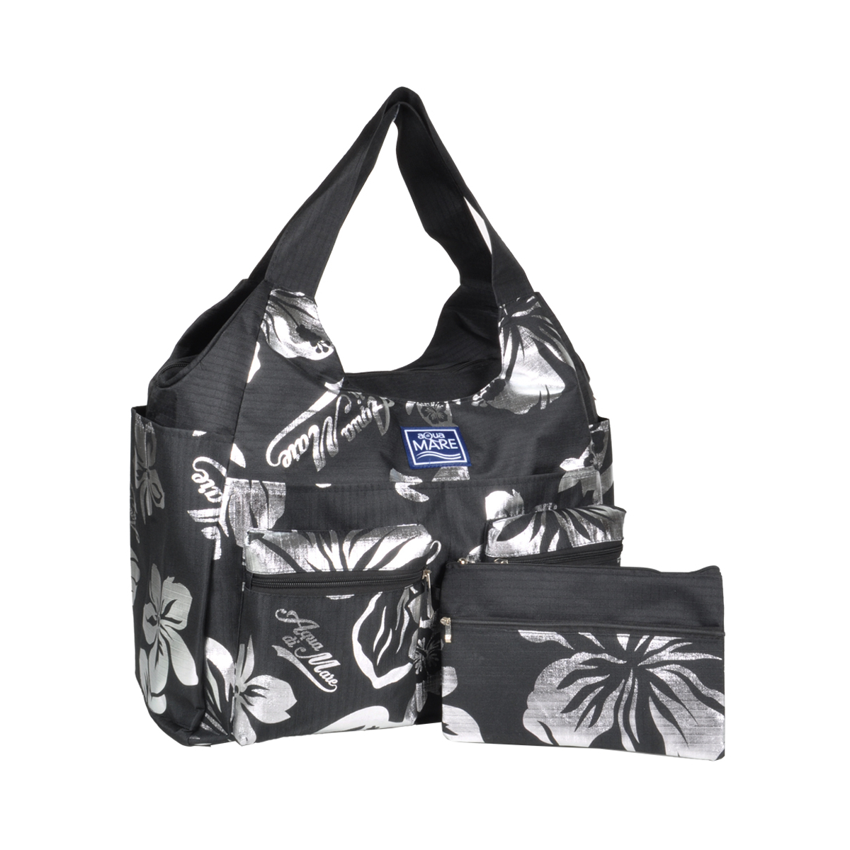 BORSA MARE RIB STOP TONDA IBISCUS METAL 100%PL AQUA DI MARE