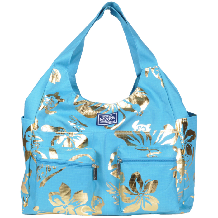 BORSA MARE RIB STOP TONDA IBISCUS METAL 100%PL AQUA DI MARE 2