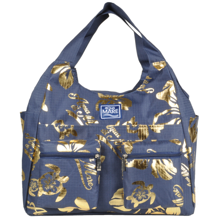 BORSA MARE RIB STOP TONDA IBISCUS METAL 100%PL AQUA DI MARE 2