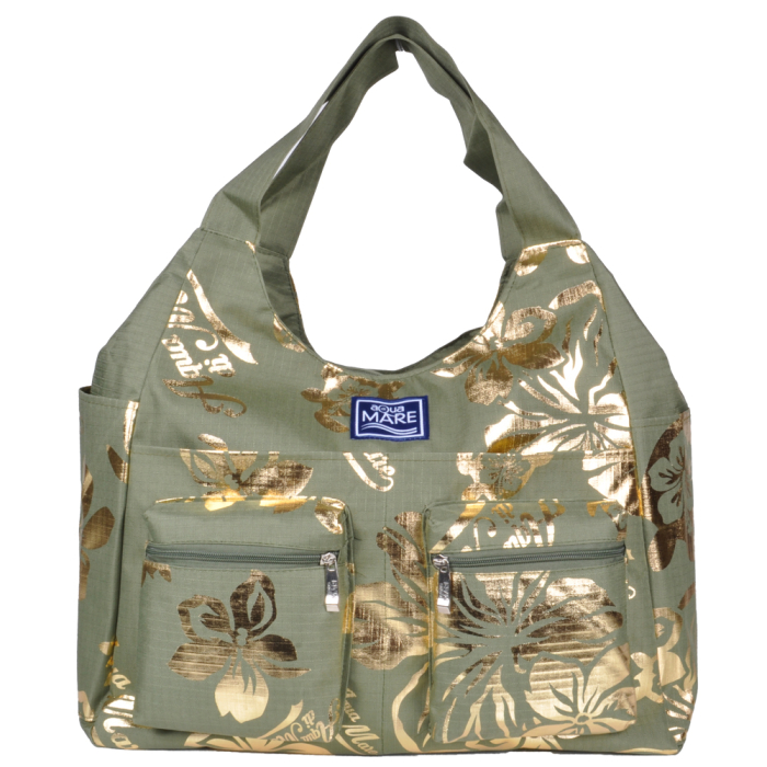 BORSA MARE RIB STOP TONDA IBISCUS METAL 100%PL AQUA DI MARE 2