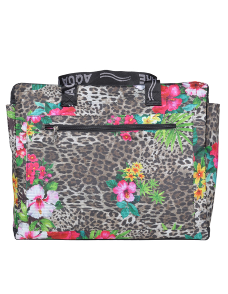 BORSA MARE RIB STOP QUADRATA FANTASIA MACULATA E FIORI 100% PL AQUA DI MARE