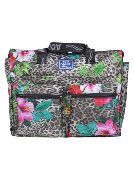 BORSA MARE RIB STOP QUADRATA FANTASIA MACULATA E FIORI 100% PL AQUA DI MARE