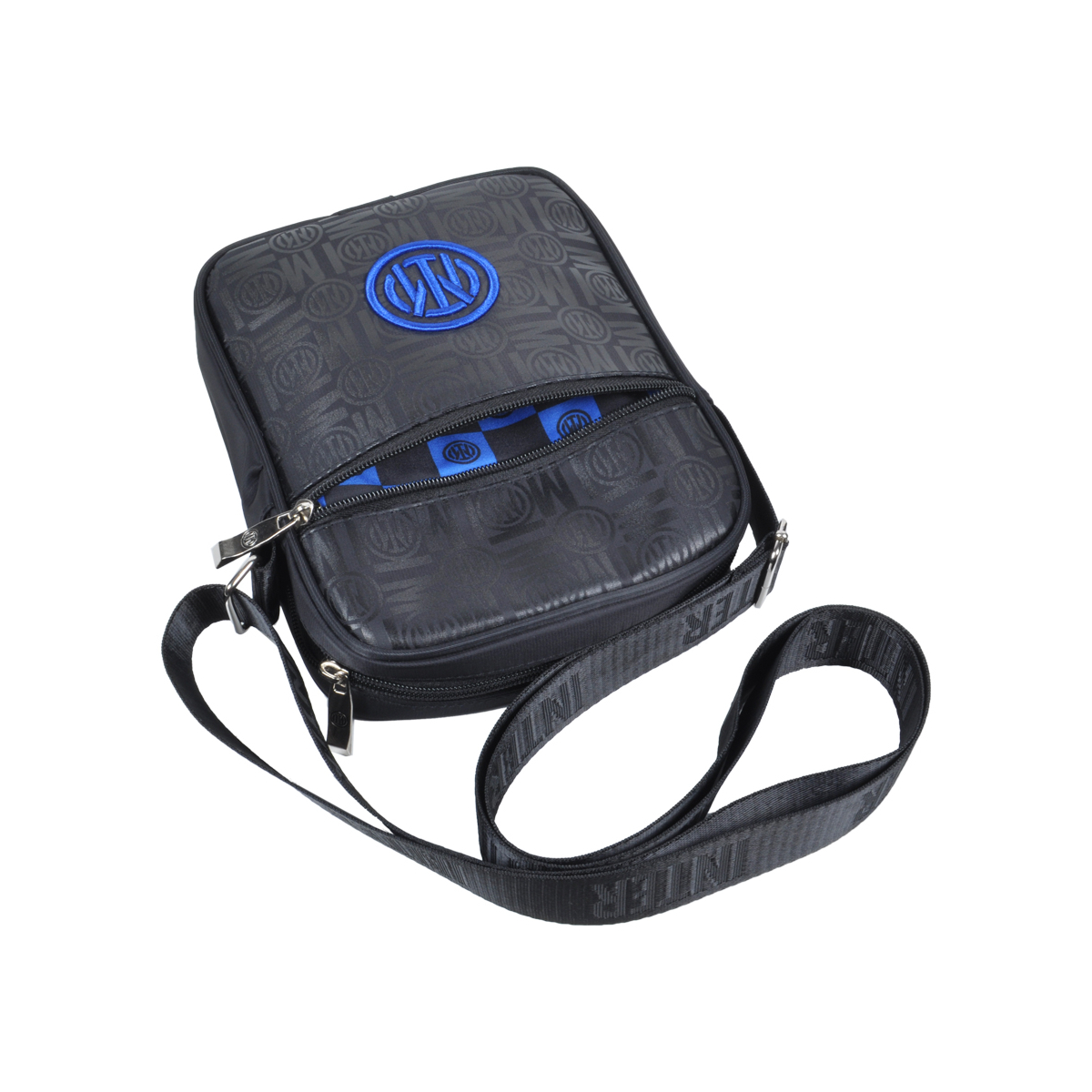 Borsello Grande Stampato Nero Ric Blue 100% Pl Inter - Imma Italy