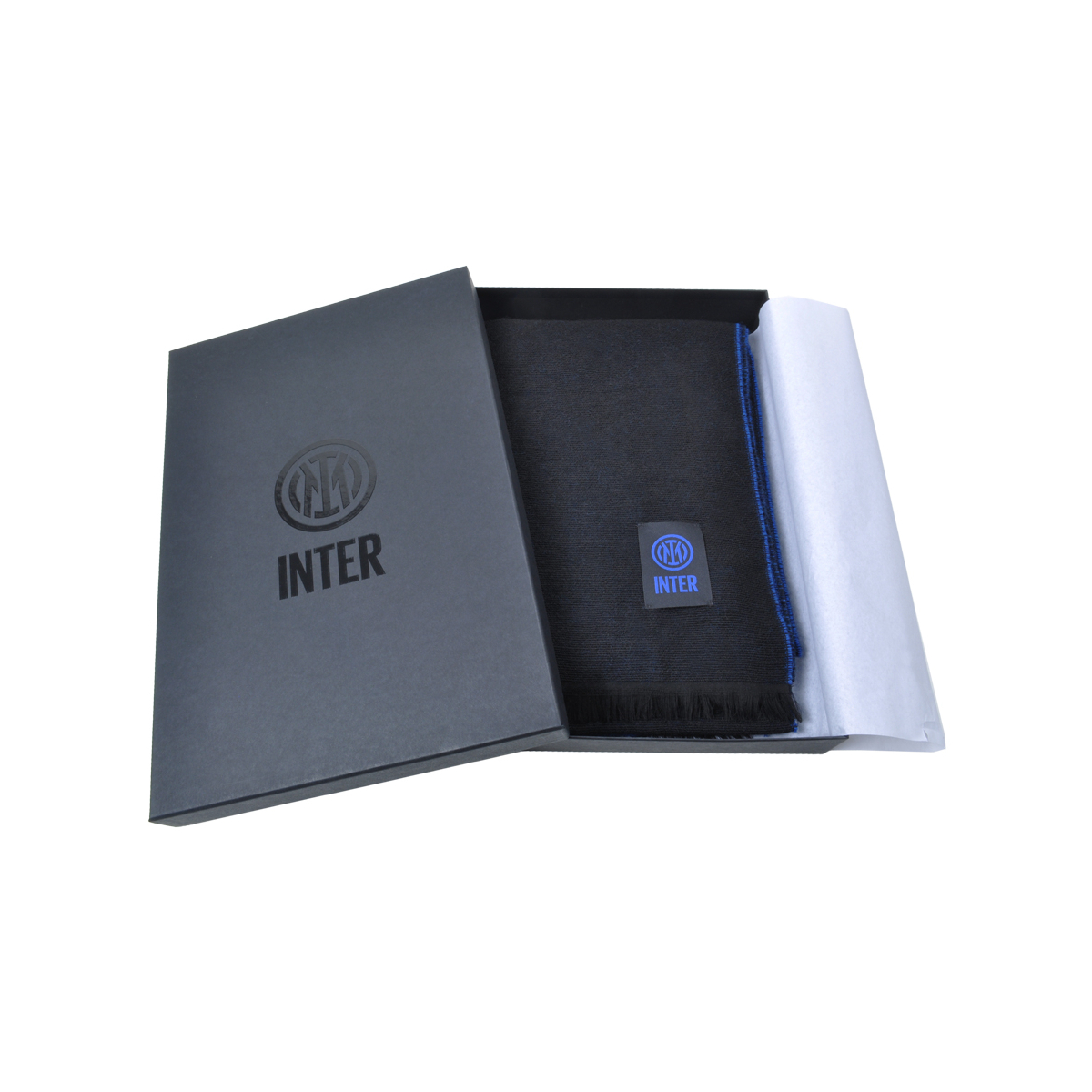 Sciarpa Logata Made In Italy In Box 50%pc 38%md 8%wo 4%wp Inter - Imma Italy